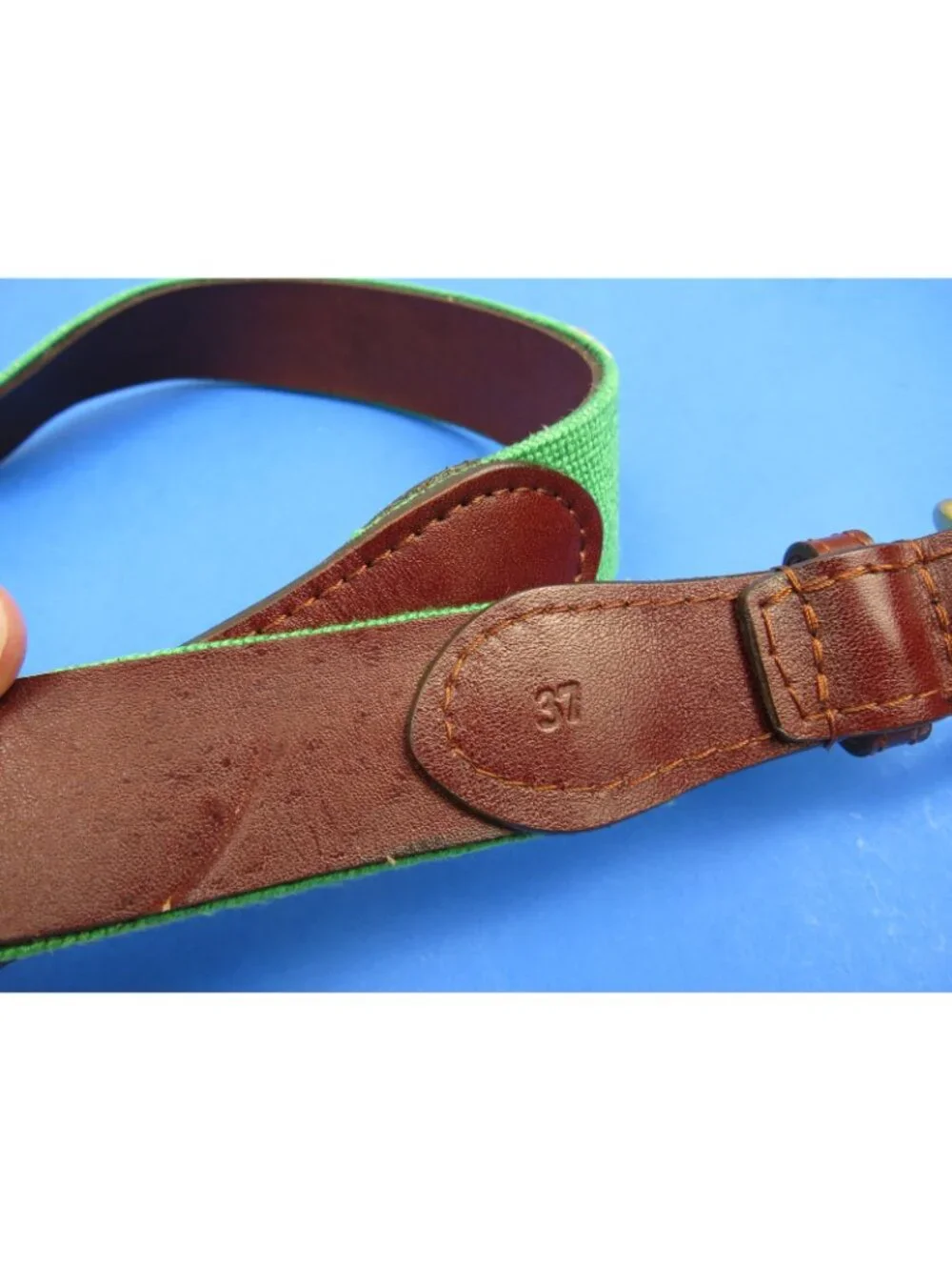 Smathers & Branson Needlepoint Green Mickey Mouse Disney Belt Size 37